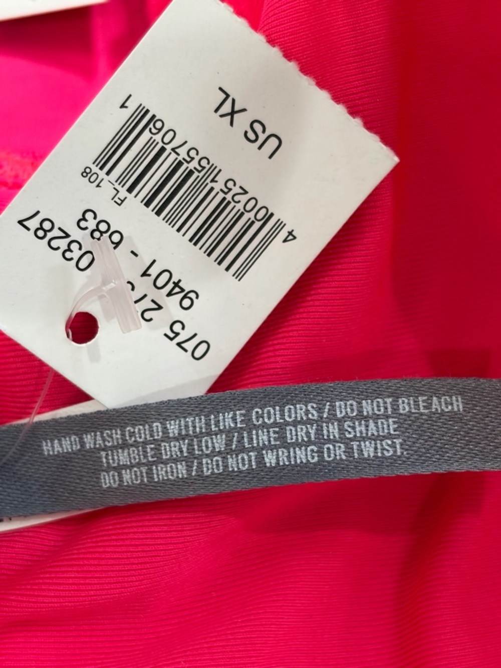 NWT aerie Hot Pink Swim Bikini XL Lace Texture Ruffle Straps - Picture 6 of 6